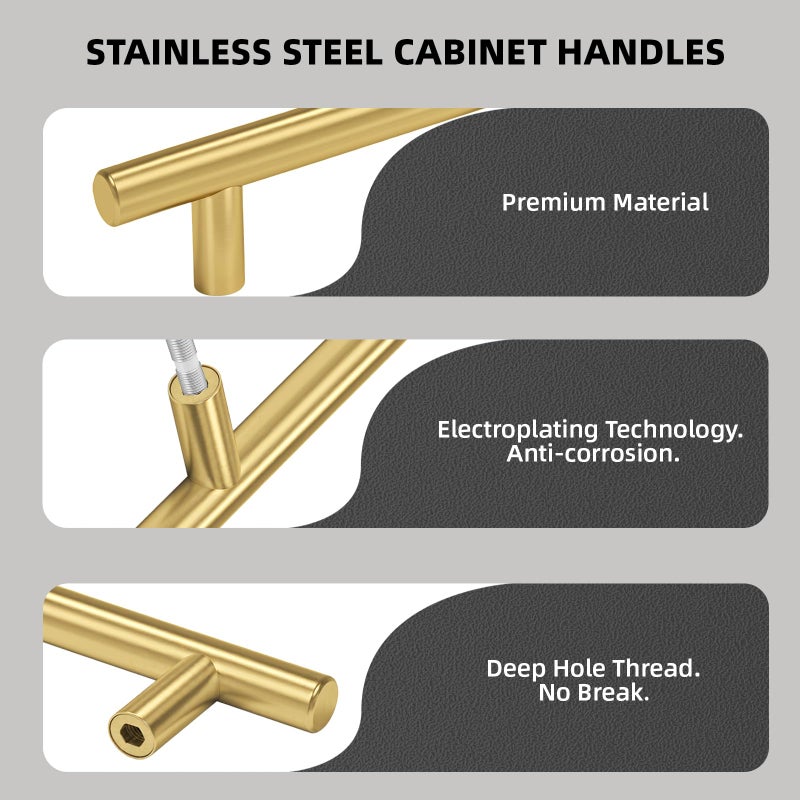 goldenwarm Brushed Gold Dresser Drawer Pulls Cabinet Door Handles 5in Hole Centers - LS201GD128 Brass Cabinets Pulls Kitchen Cupboard Handles Furniture Door Hardware, 30 Pack - Image 5